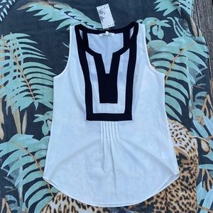 NWT Black Rainn Geometric Stripe Tank Blouse